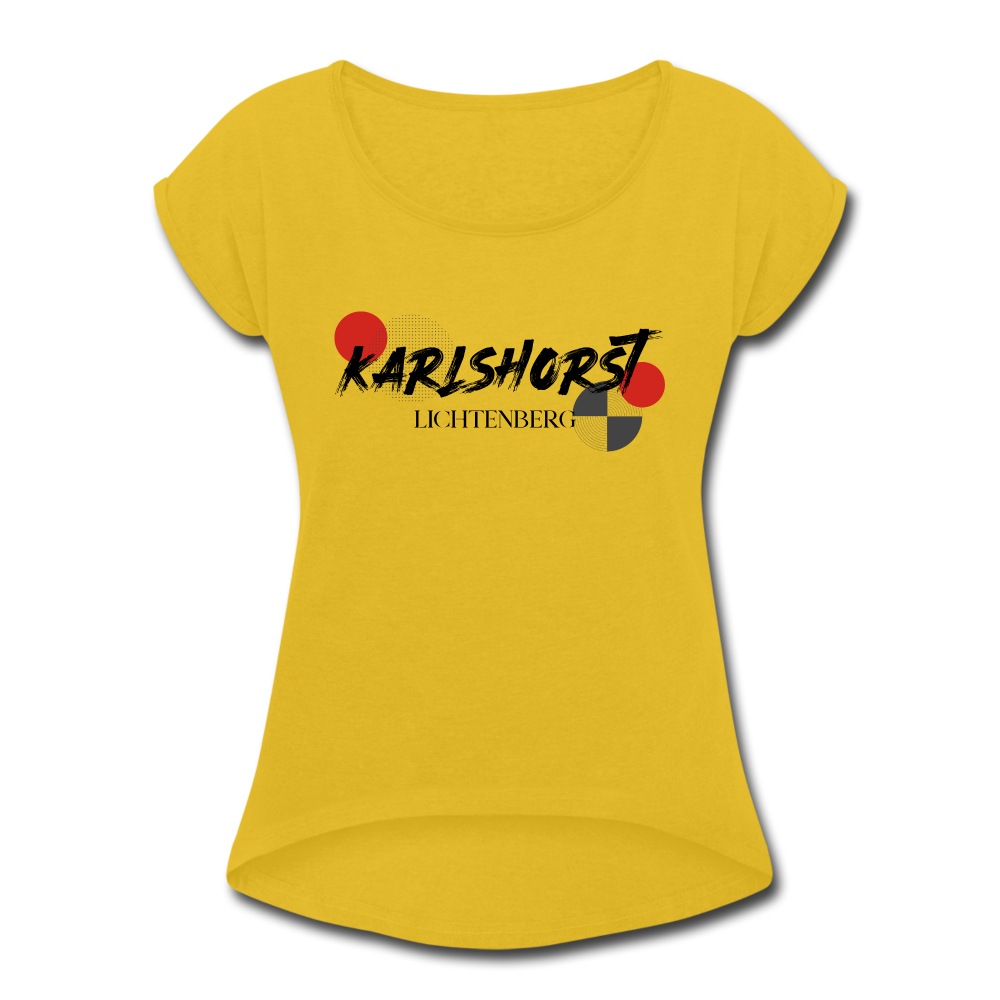 Karlshorst - Frauen T-Shirt mit gerollten Ärmeln - mustard yellow