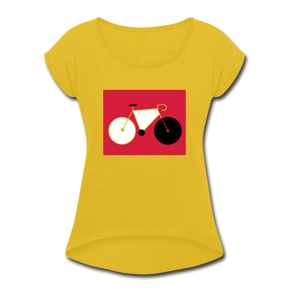 Berliner Tretmühle - Frauen T-Shirt mit gerollten Ärmeln - mustard yellow