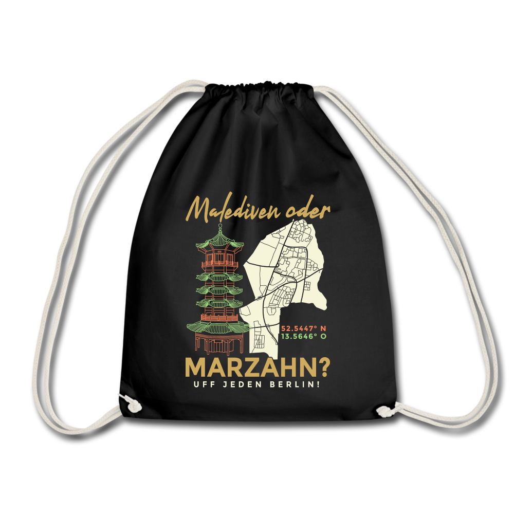 Malediven oder Marzahn - Turnbeutel - black