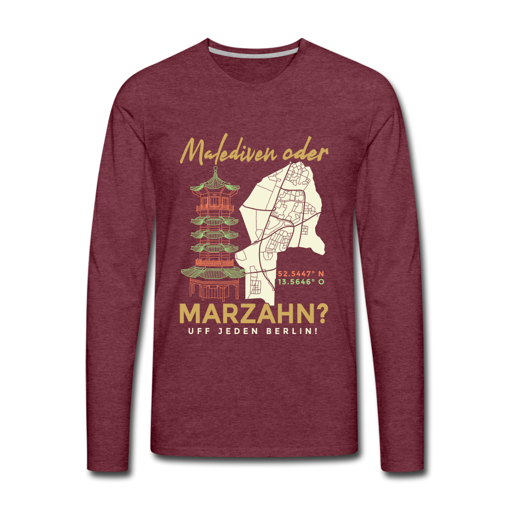 Malediven oder Marzahn - Männer Premium Langamshirt - heather burgundy