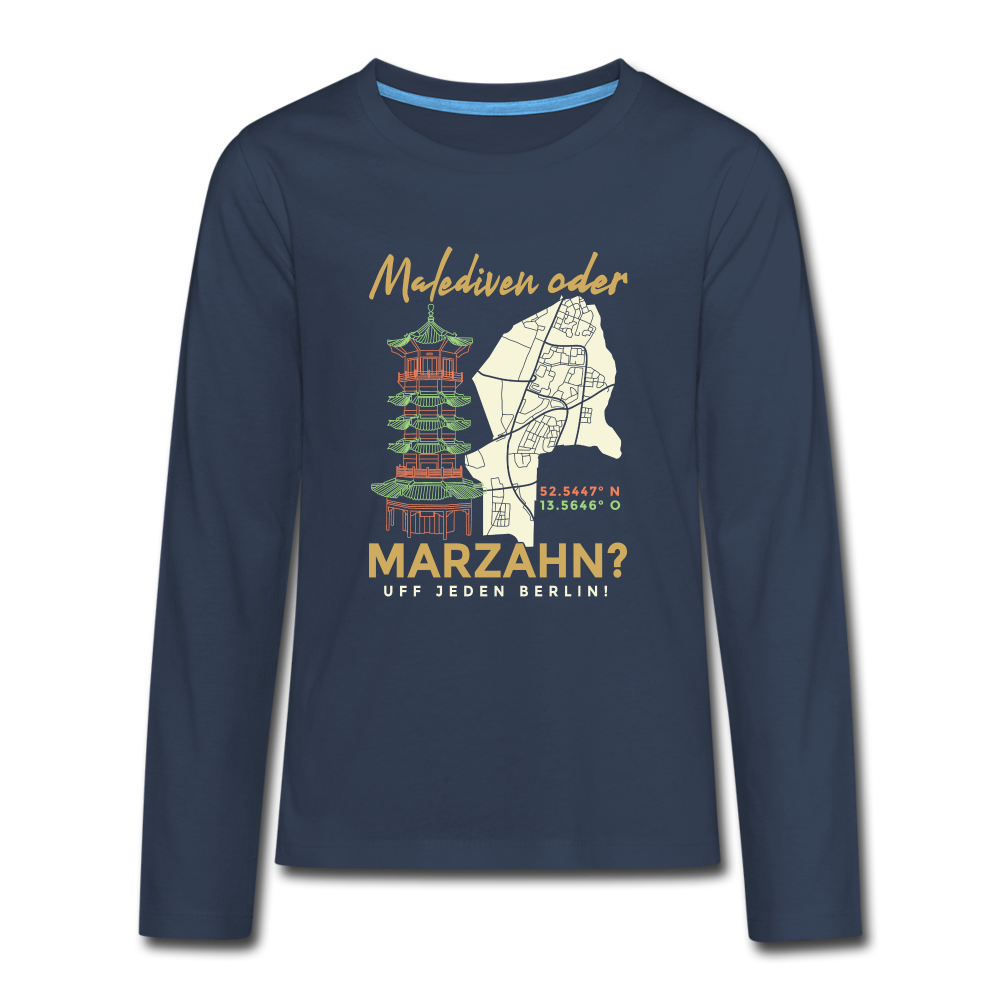 Malediven oder Marzahn - Teenager Langarmshirt - navy