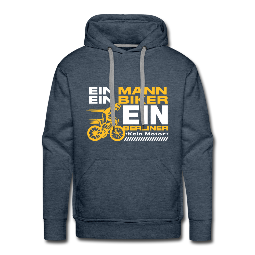 Ein Mann, Ein Biker, Ein Berliner - Männer Premium Hoodie - heather denim
