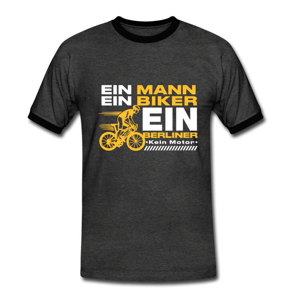 Ein Mann, Ein Biker, Ein Berliner - Männer Ringer T-Shirt - charcoal/black