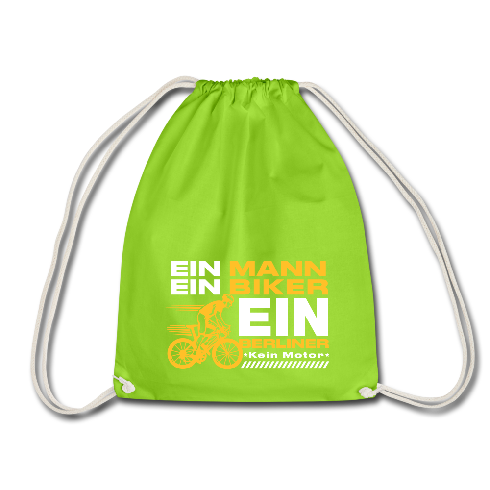 Ein Mann, Ein Biker, Ein Berliner - Turnbeutel - neon green