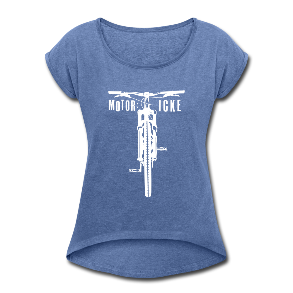 Motor icke - Frauen T-Shirt mit gerollten Ärmeln - heather denim