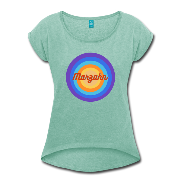 Marzahn Retro - Frauen T-Shirt mit gerollten Ärmeln - heather mint