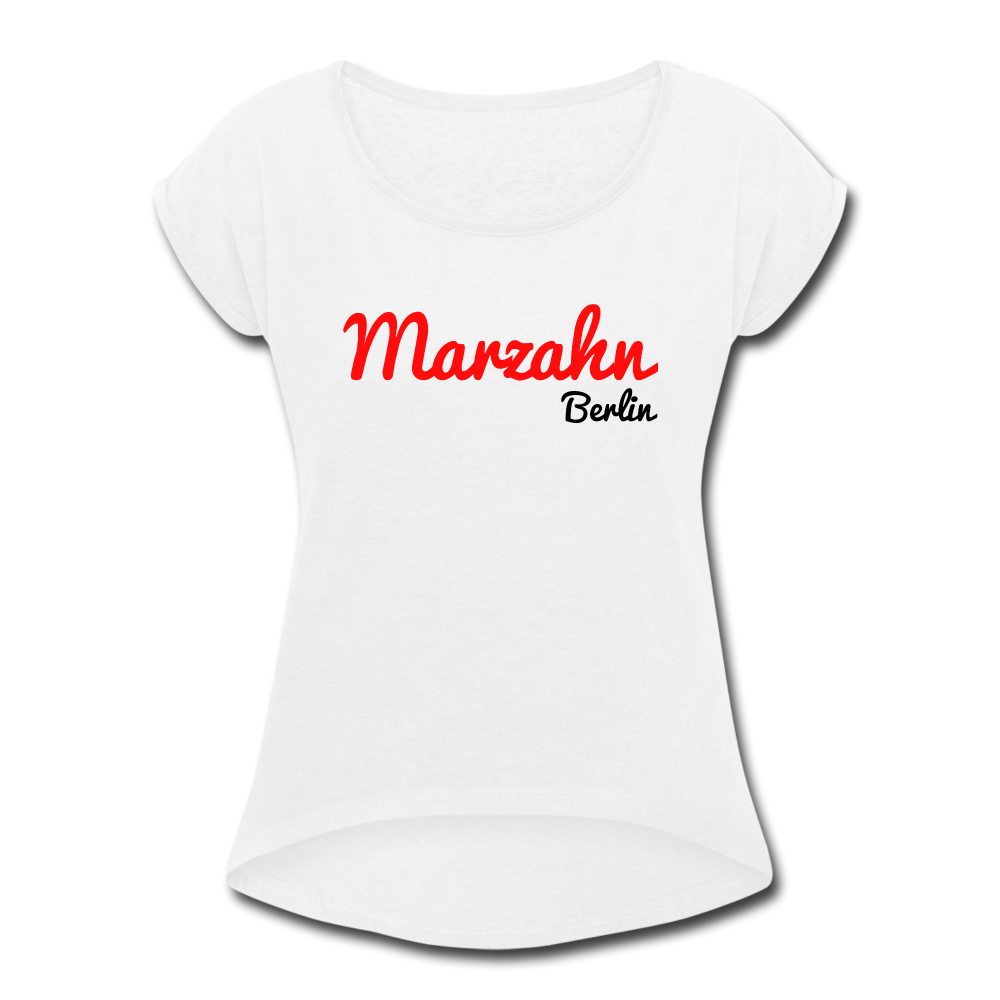 Marzahn Berlin - Frauen T-Shirt mit gerollten Ärmeln - white