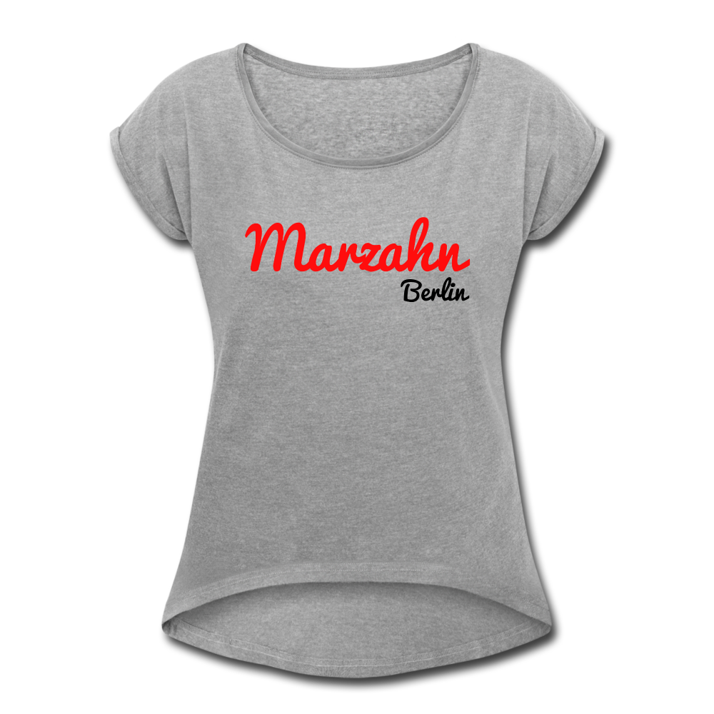 Marzahn Berlin - Frauen T-Shirt mit gerollten Ärmeln - heather grey