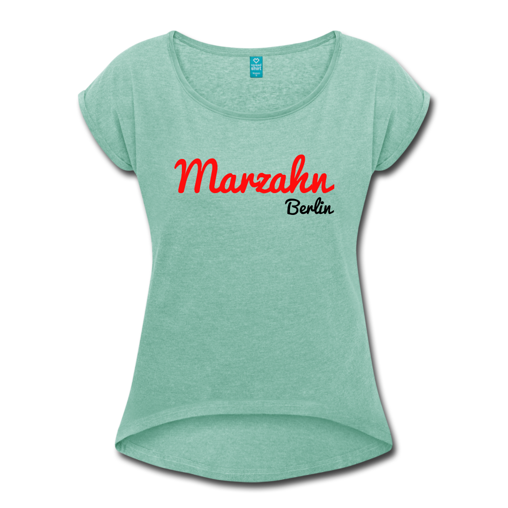 Marzahn Berlin - Frauen T-Shirt mit gerollten Ärmeln - heather mint