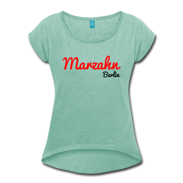 Marzahn Berlin - Frauen T-Shirt mit gerollten Ärmeln - heather mint
