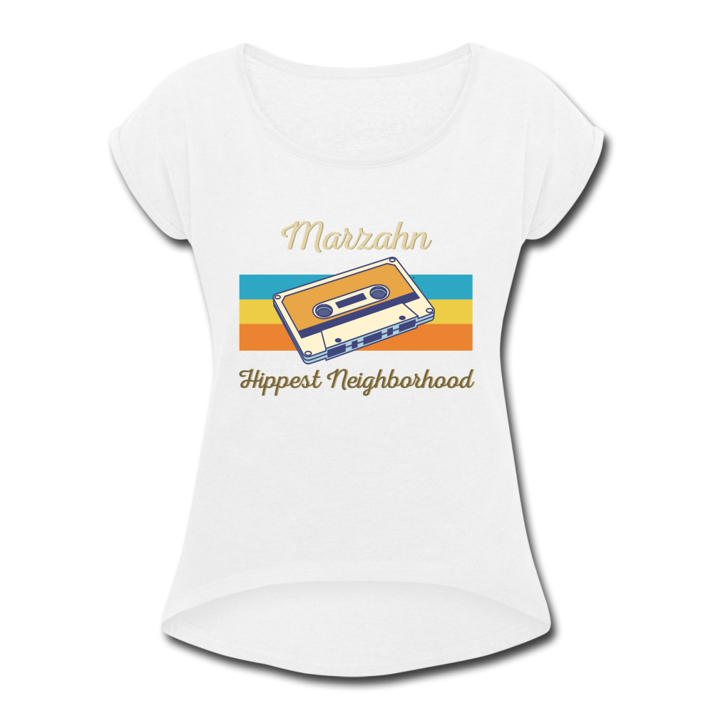 Marzahn Hippest Neighborhood - Frauen T-Shirt mit gerollten Ärmeln - white