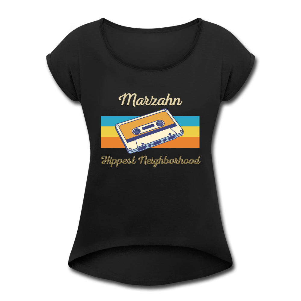 Marzahn Hippest Neighborhood - Frauen T-Shirt mit gerollten Ärmeln - black