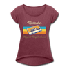 Marzahn Hippest Neighborhood - Frauen T-Shirt mit gerollten Ärmeln - heather burgundy