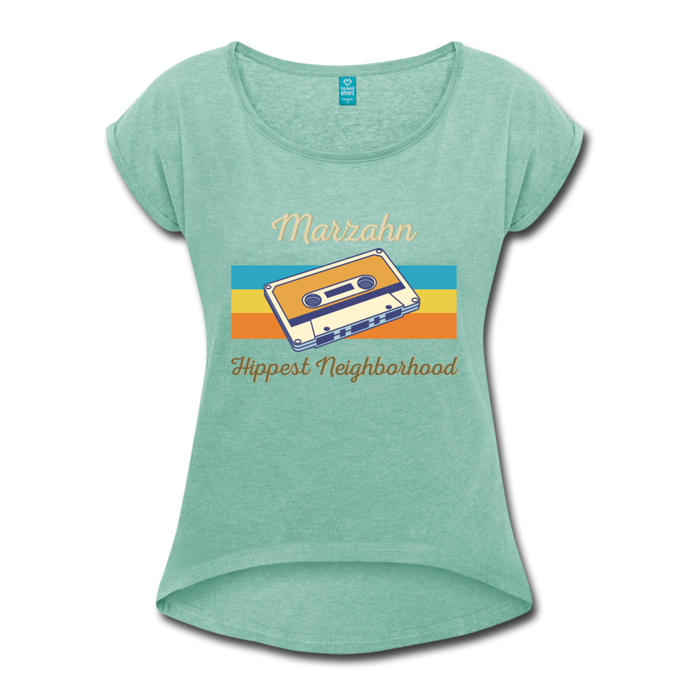 Marzahn Hippest Neighborhood - Frauen T-Shirt mit gerollten Ärmeln - heather mint