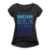 Marzahn Planet Earth - Frauen T-Shirt mit gerollten Ärmeln - heather black