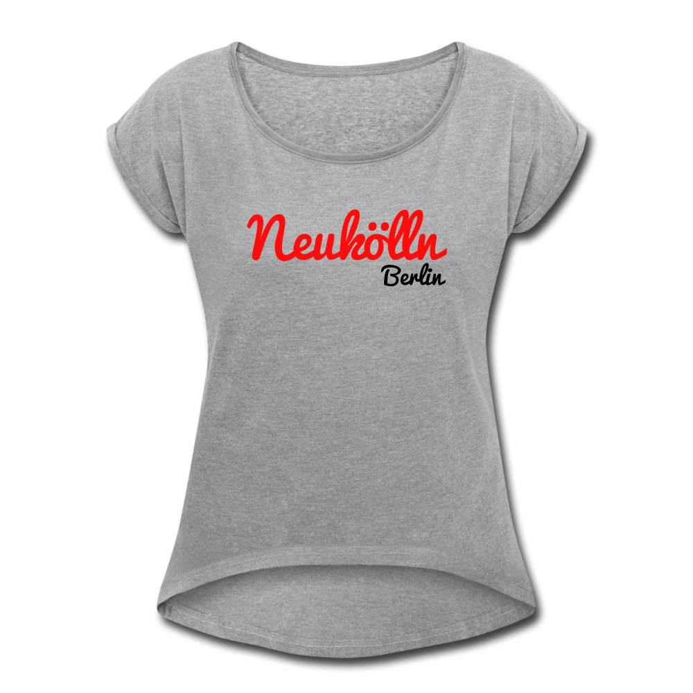 Neukölln Berlin - Frauen T-Shirt mit gerollten Ärmeln - heather grey