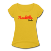 Neukölln Berlin - Frauen T-Shirt mit gerollten Ärmeln - mustard yellow