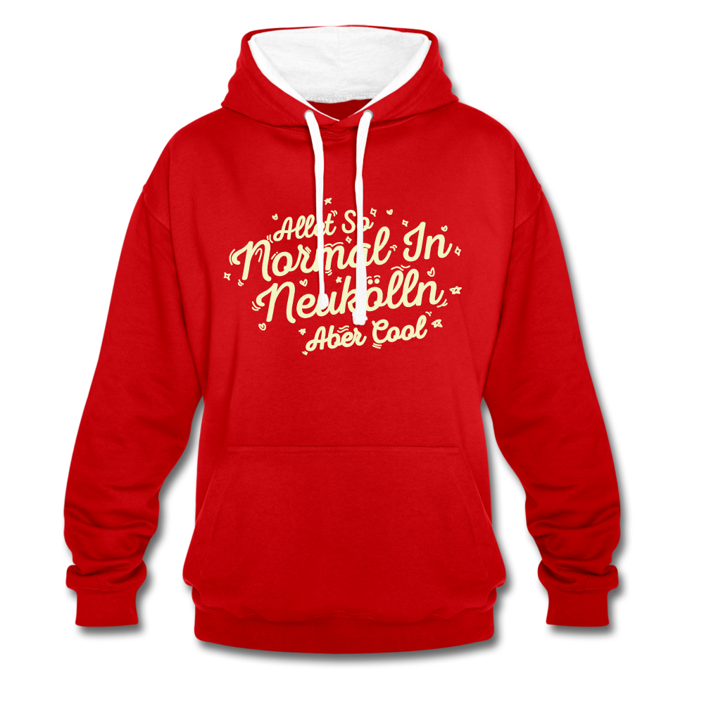 Neukölln is so normal - Kontrast Hoodie - red/white