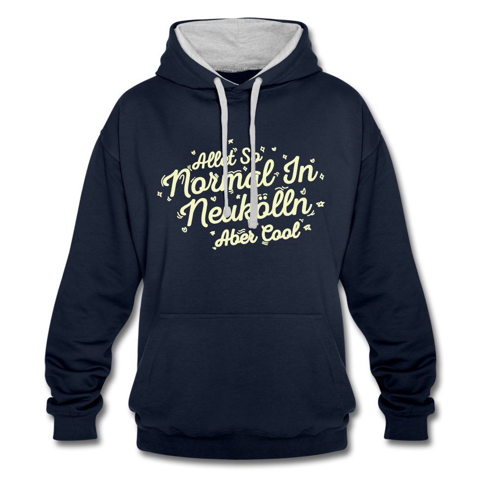 Neukölln is so normal - Kontrast Hoodie - navy/heather grey