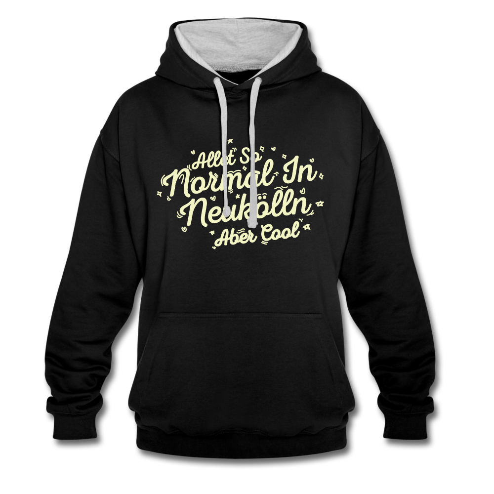 Neukölln is so normal - Kontrast Hoodie - black/heather grey