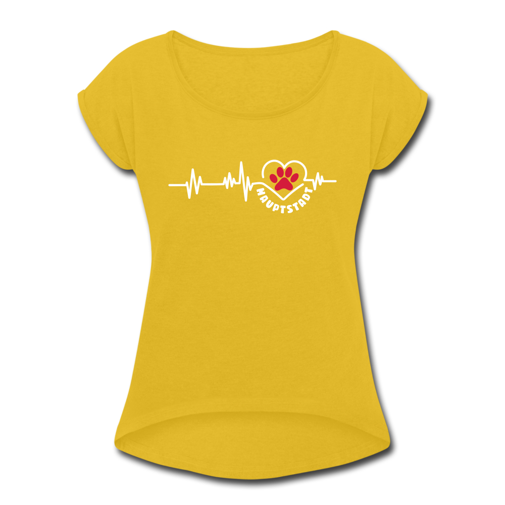 Haupstadt - Frauen T-Shirt mit gerollten Ärmeln - mustard yellow