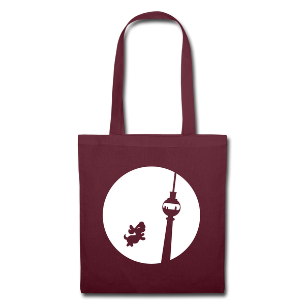 Hund am Fernsehturm - Stoffbeutel - burgundy