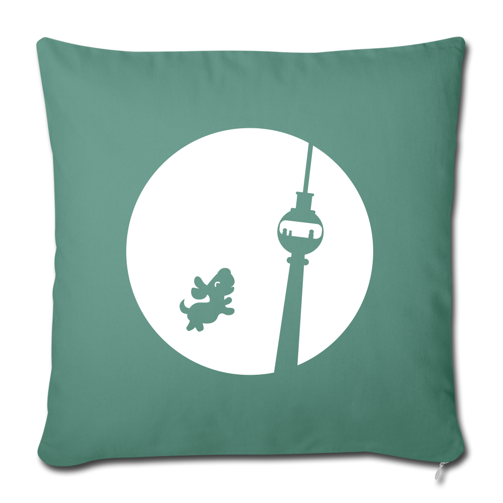 Hund am Fernsehturm - Sofakissen mit Füllung (45 x 45 cm) - cypress green