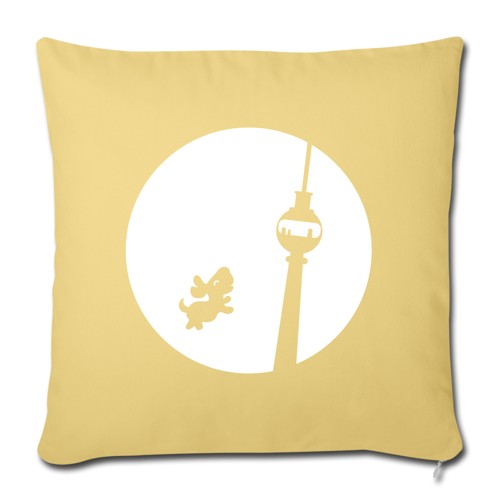 Hund am Fernsehturm - Sofakissen mit Füllung (45 x 45 cm) - washed yellow
