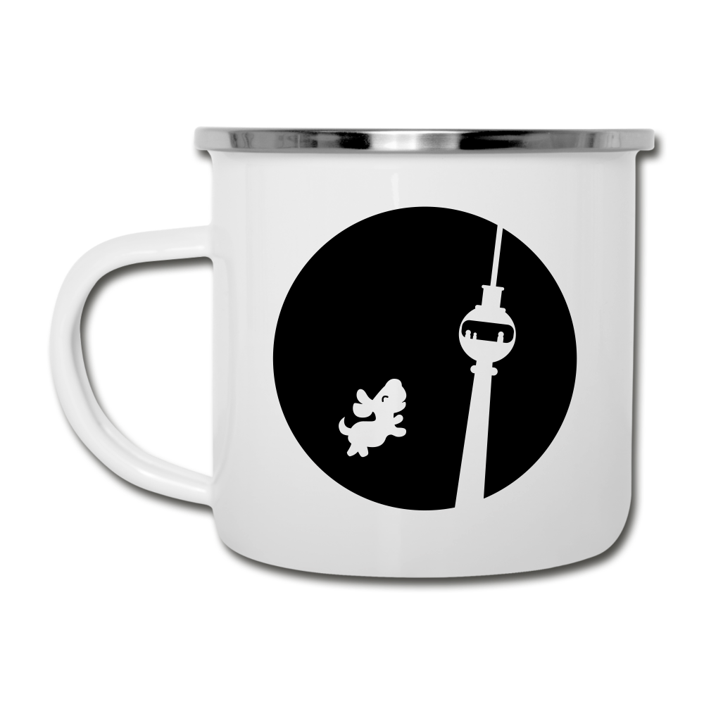 Hund am Fernsehturm - Emaille Tasse - white