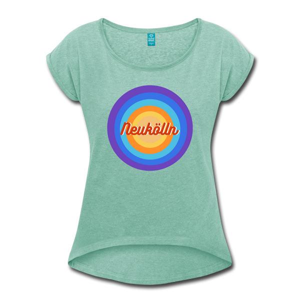 Neukölln Retro - Frauen T-Shirt mit gerollten Ärmeln - heather mint