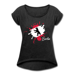 Berlin Klecks Bär - Frauen T-Shirt mit gerollten Ärmeln
