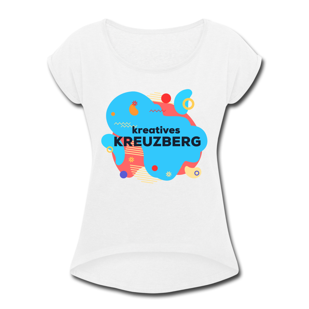 Kreatives Kreuzberg - Frauen T-Shirt mit gerollten Ärmeln - white