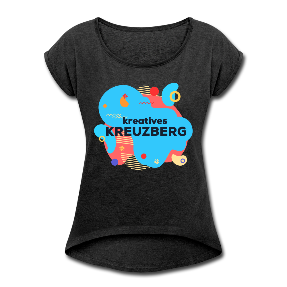 Kreatives Kreuzberg - Frauen T-Shirt mit gerollten Ärmeln - heather black