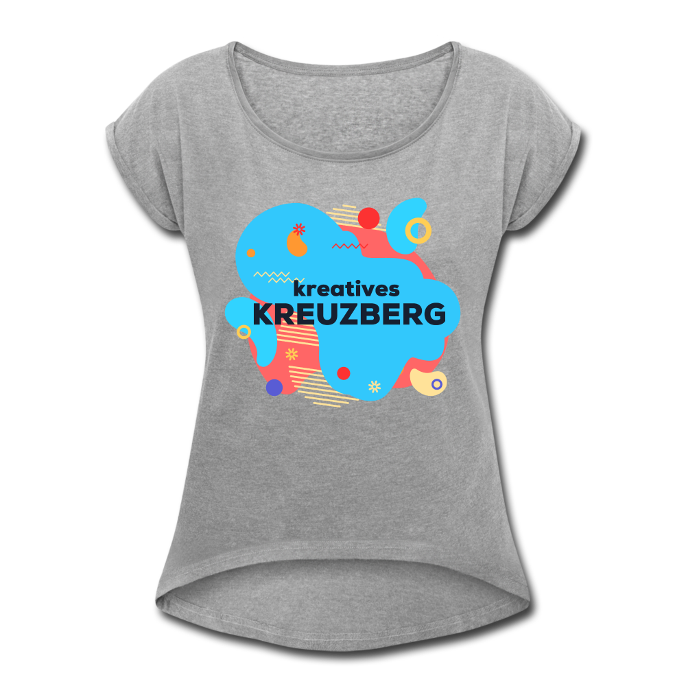 Kreatives Kreuzberg - Frauen T-Shirt mit gerollten Ärmeln - heather grey