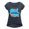 Kreatives Kreuzberg - Frauen T-Shirt mit gerollten Ärmeln - heather navy