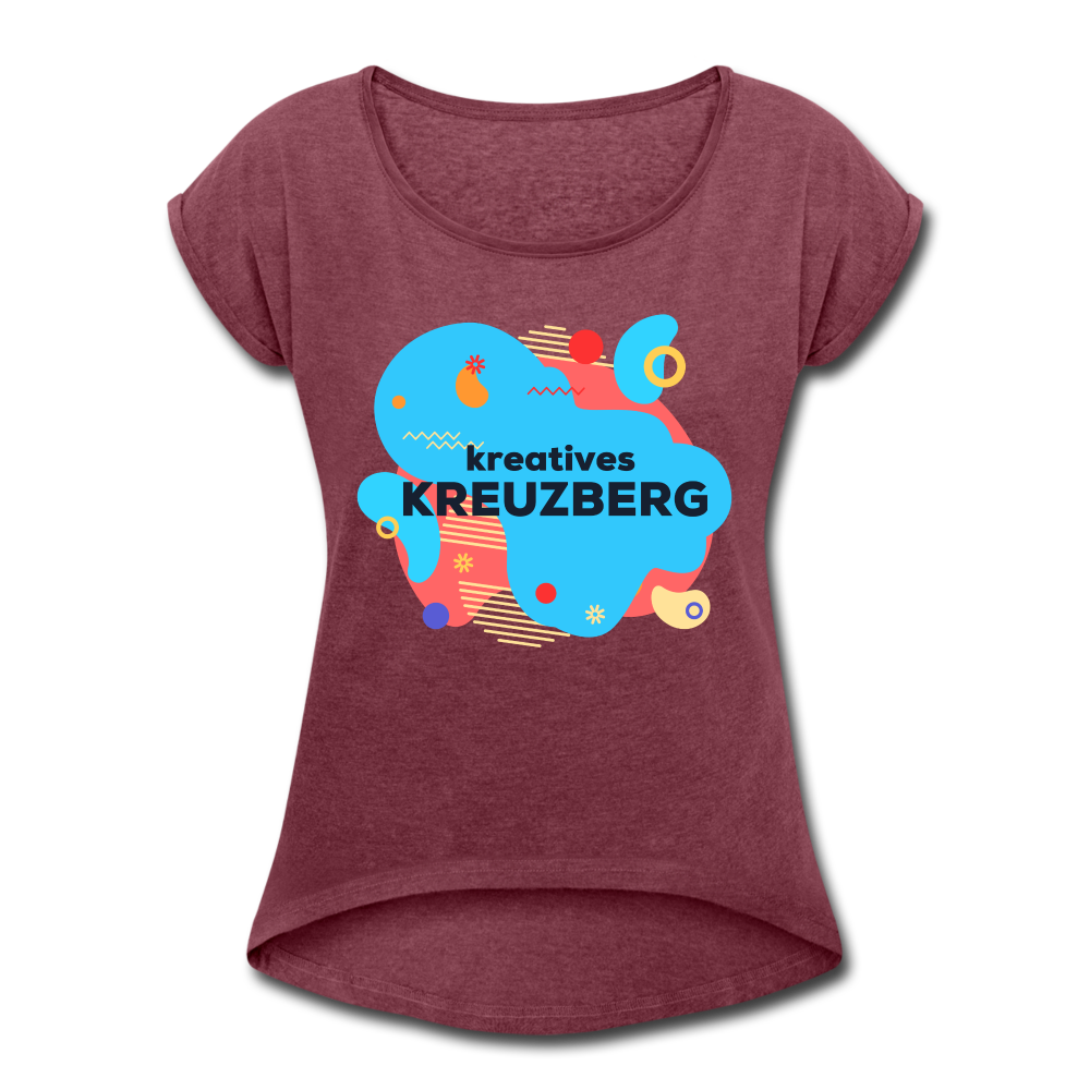 Kreatives Kreuzberg - Frauen T-Shirt mit gerollten Ärmeln - heather burgundy