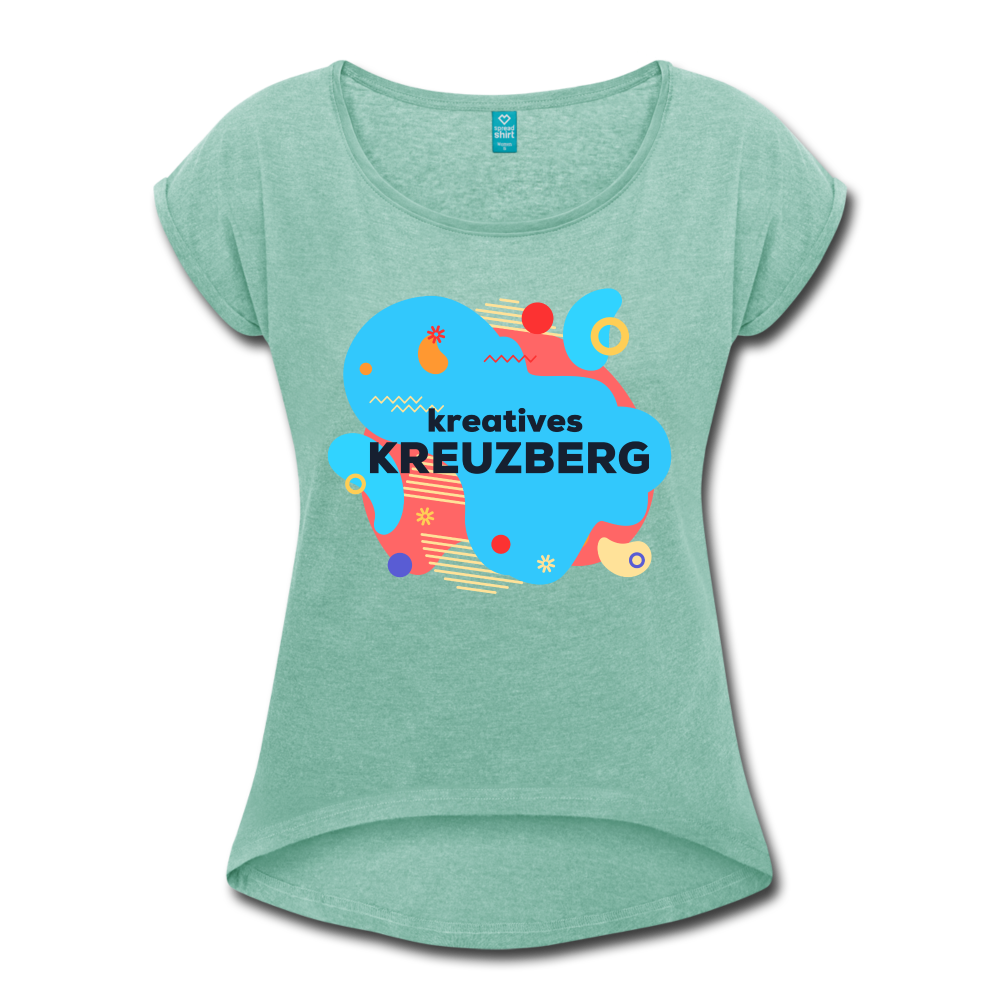 Kreatives Kreuzberg - Frauen T-Shirt mit gerollten Ärmeln - heather mint