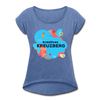 Kreatives Kreuzberg - Frauen T-Shirt mit gerollten Ärmeln - heather denim