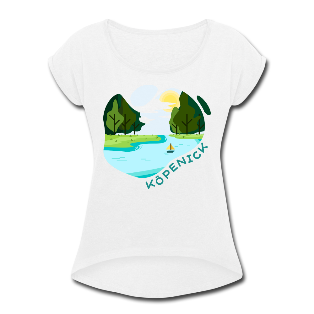 Köpenick am Wasser - Frauen T-Shirt mit gerollten Ärmeln - white