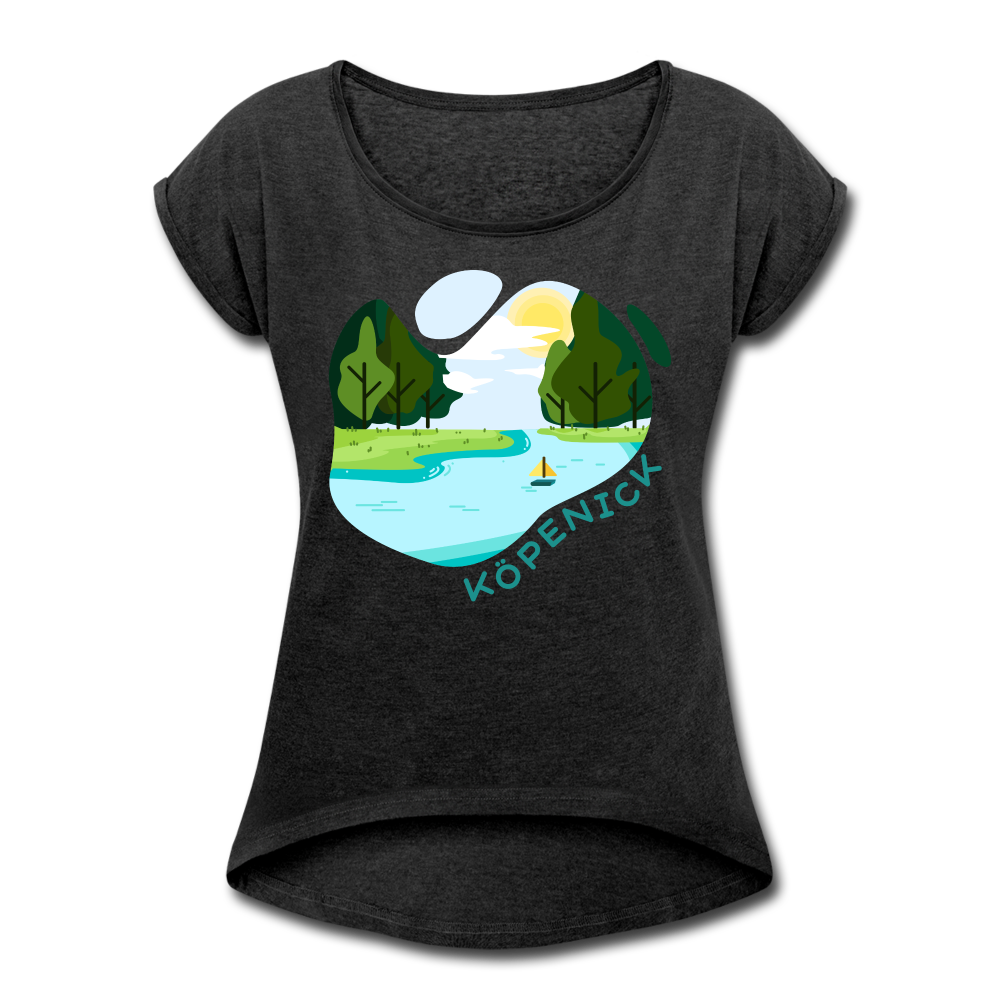 Köpenick am Wasser - Frauen T-Shirt mit gerollten Ärmeln - heather black