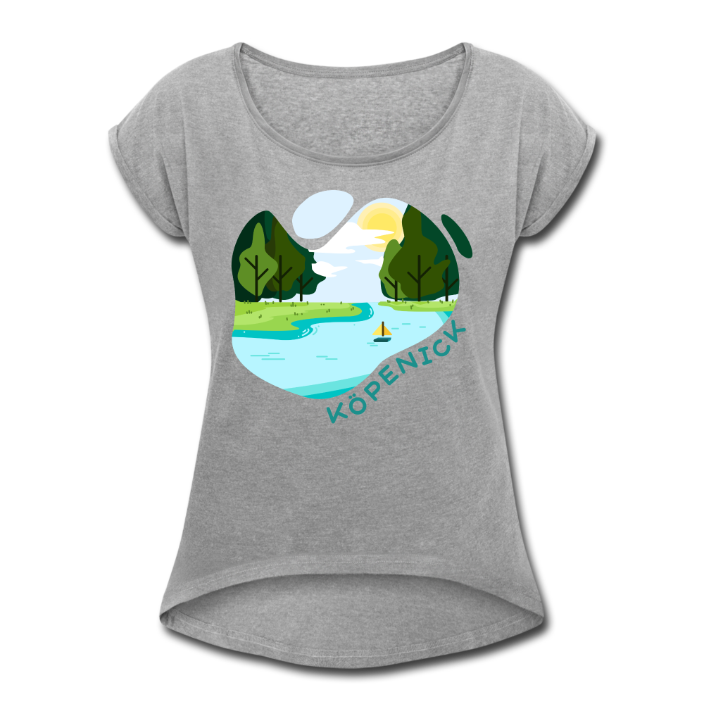 Köpenick am Wasser - Frauen T-Shirt mit gerollten Ärmeln - heather grey