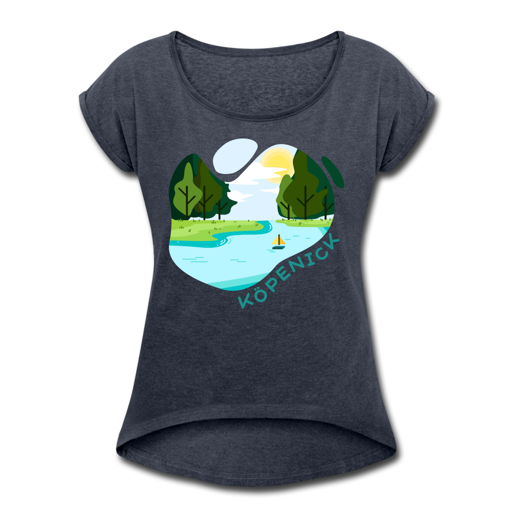 Köpenick am Wasser - Frauen T-Shirt mit gerollten Ärmeln - heather navy