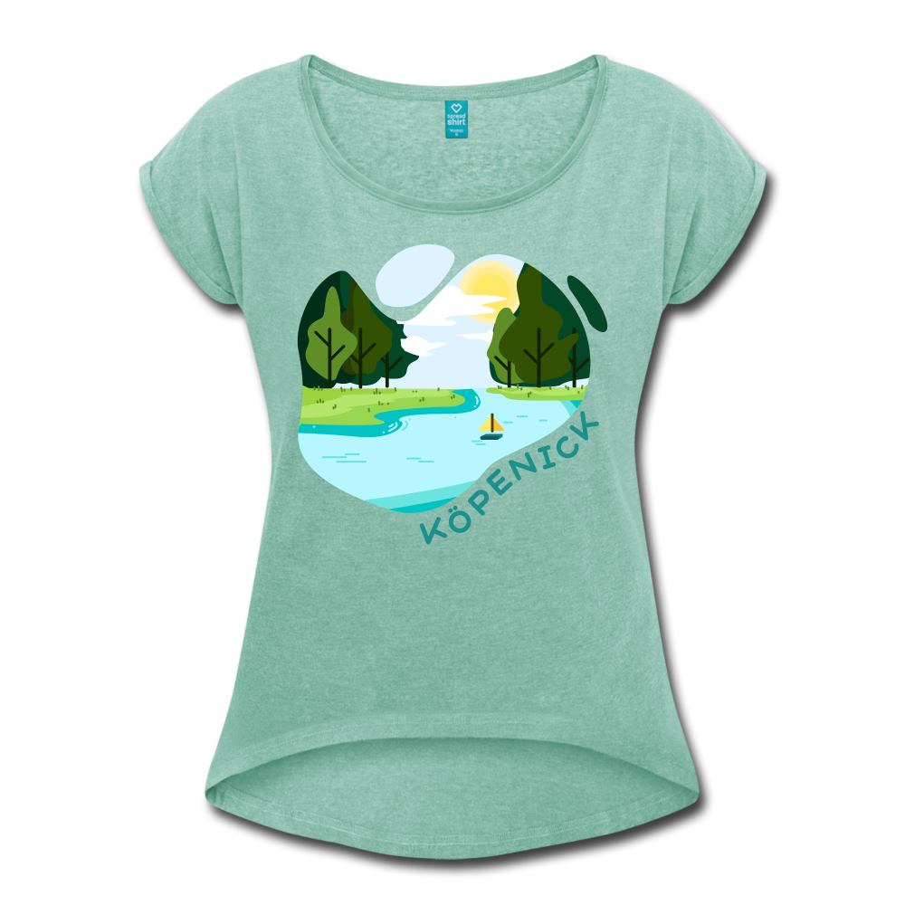 Köpenick am Wasser - Frauen T-Shirt mit gerollten Ärmeln - heather mint