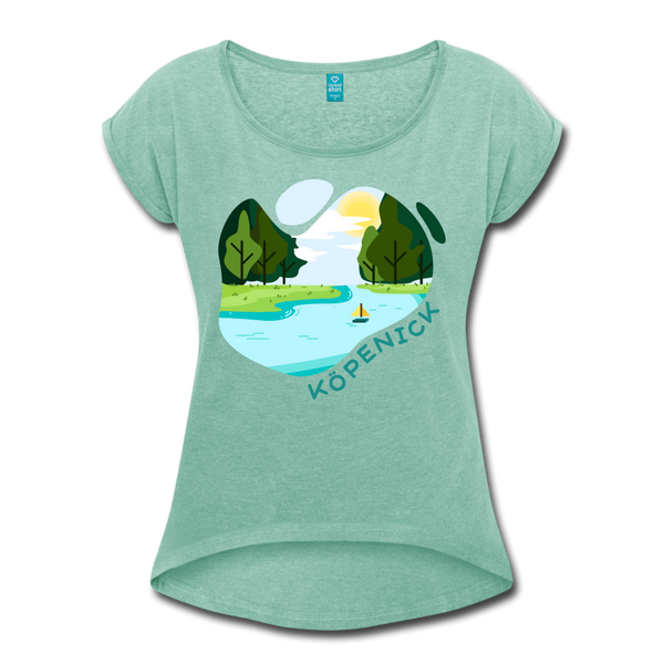 Köpenick am Wasser - Frauen T-Shirt mit gerollten Ärmeln - heather mint