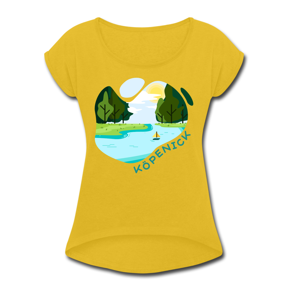 Köpenick am Wasser - Frauen T-Shirt mit gerollten Ärmeln - mustard yellow