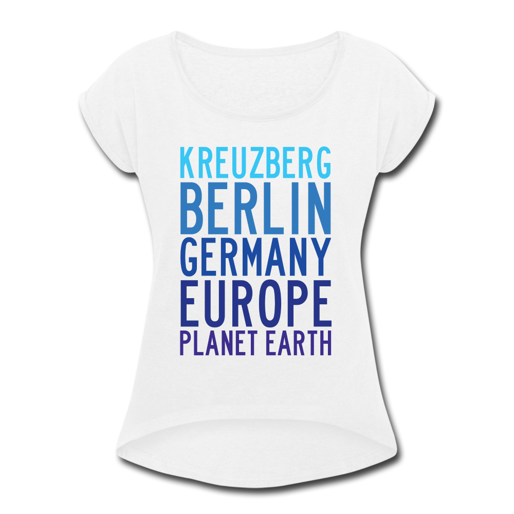 Kreuzberg - Planet Earth - Frauen T-Shirt mit gerollten Ärmeln - white