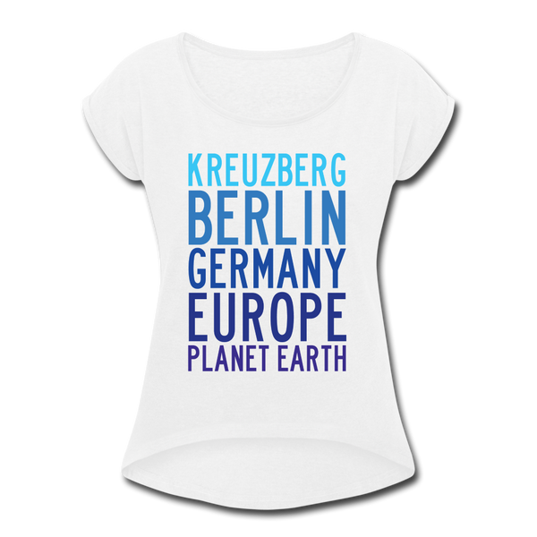 Kreuzberg - Planet Earth - Frauen T-Shirt mit gerollten Ärmeln - white