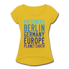 Kreuzberg - Planet Earth - Frauen T-Shirt mit gerollten Ärmeln - mustard yellow