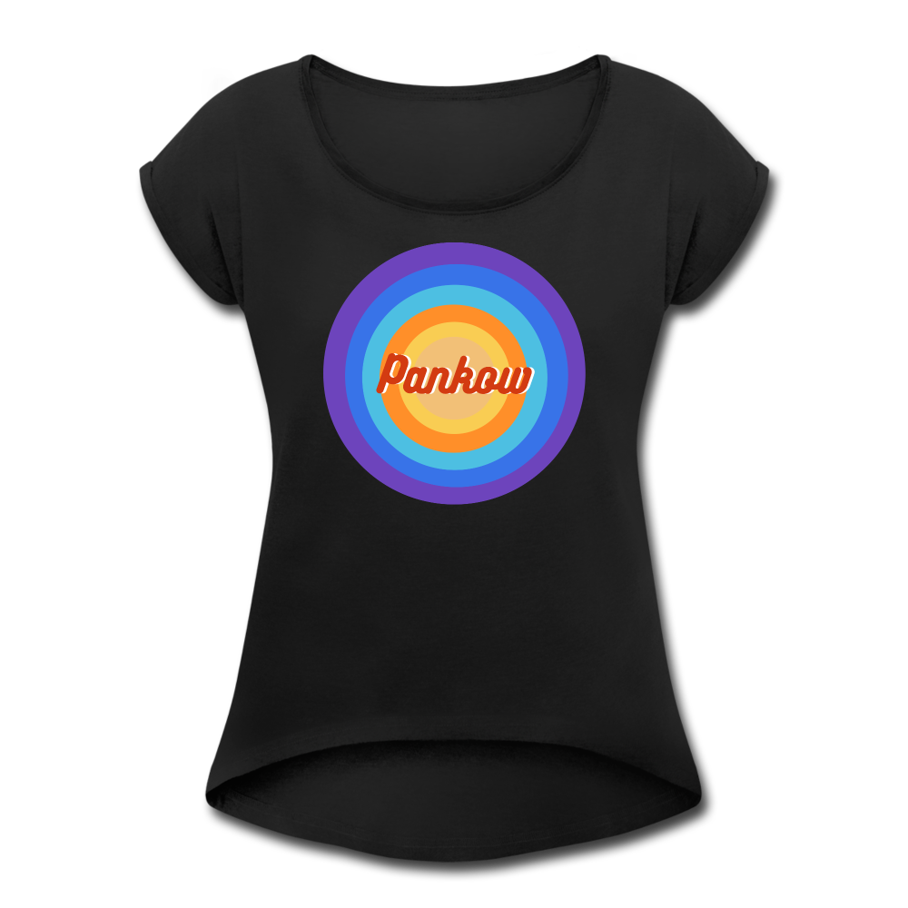 Pankow Retro - Frauen T-Shirt mit gerollten Ärmeln - black