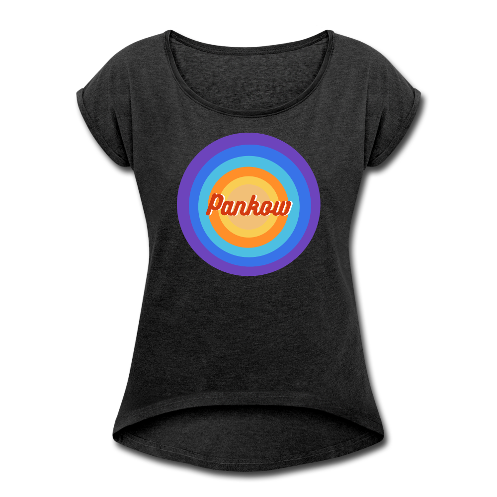Pankow Retro - Frauen T-Shirt mit gerollten Ärmeln - heather black